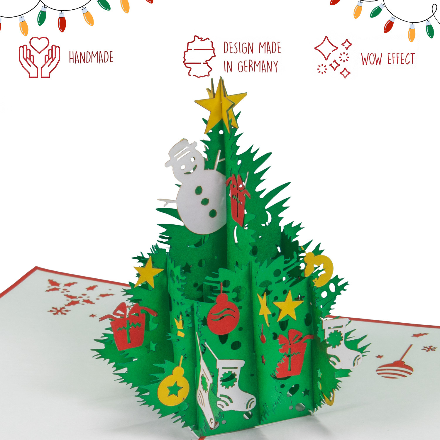 LINPOPUP LINPopUp, Pop-Up Karte Weihnachten, Weihnachtsbaum, Tannenbaum - Karte, 3d  Weihnachtskarte, Geschenkkarte zum Weihnachtsfest, N459