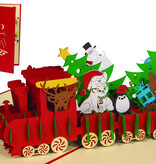 LINPOPUP LINPopUp, pop up card Christmas, Christmas train - locomotive - card, 3d Christmas card, Christmas gift card, Christmas locomotive, train, N427