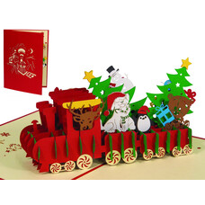 LINPOPUP LINPopUp card, pop-up card Christmas, Christmas locomotive, N427