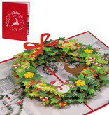 LINPOPUP LINPopUp, Pop-Up Card Christmas, Christmas Wreath - Door - Deer - Card, 3d Christmas Card, Christmas Gift Card, N433