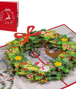 LINPOPUP LINPopUp Card, Pop-Up Card Christmas, Christmas wreath, N433