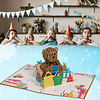 LINPOPUP LINPopUp, pop-up card bear, 3D card, greeting card for birthday, good luck, pop-up card nature, bear with individual numbers, N173