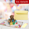 LINPOPUP LINPopUp, pop-up card bear, 3D card, greeting card for birthday, good luck, pop-up card nature, bear with individual numbers, N173