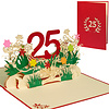LINPOPUP LINPOPUP®, LIN17806, Pop Up card birthday, birthday voucher, birthday presents for woman, birthday invitation, folding card 3D, anniversary, 25, flower pop up, N300