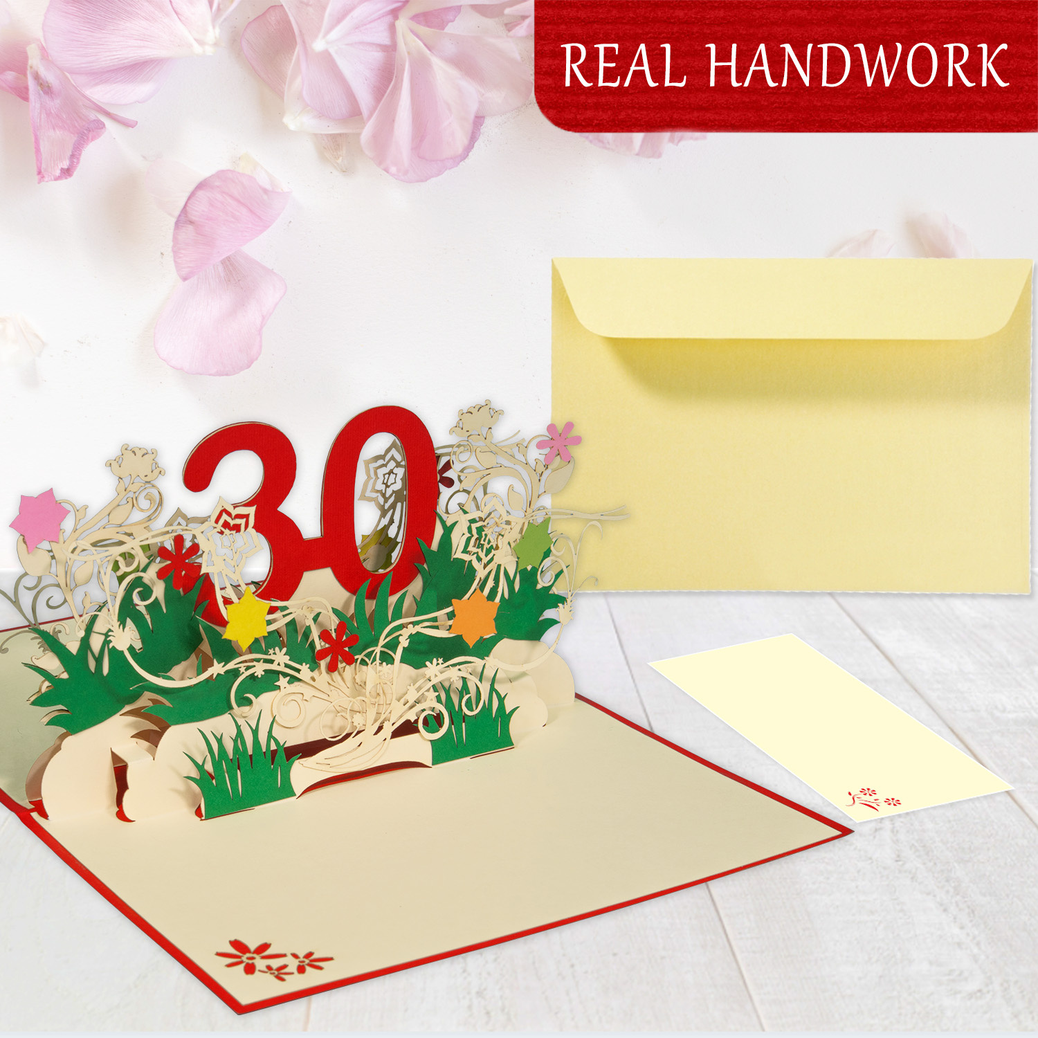 LINPOPUP Pop Up card birthday, birthday voucher, birthday presents for woman, birthday invitation, LINPOPUP®, LIN17825, folding card 3D, anniversary, 30, flower pop up, N301