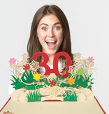 LINPOPUP Pop Up Karte Geburtstag, Geburtstag Gutschein, Geburtstagsgeschenke für Frau, Geburtstagseinladung, LINPOPUP®, LIN17825, Klappkarte 3D, Jubiläum, 30, Blumen Pop Up, N301