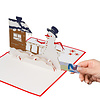 LINPOPUP Pop Up Christmas card, greeting card for christmas,  Snowman at the house, LIN17585, LINPopUp®, N445
