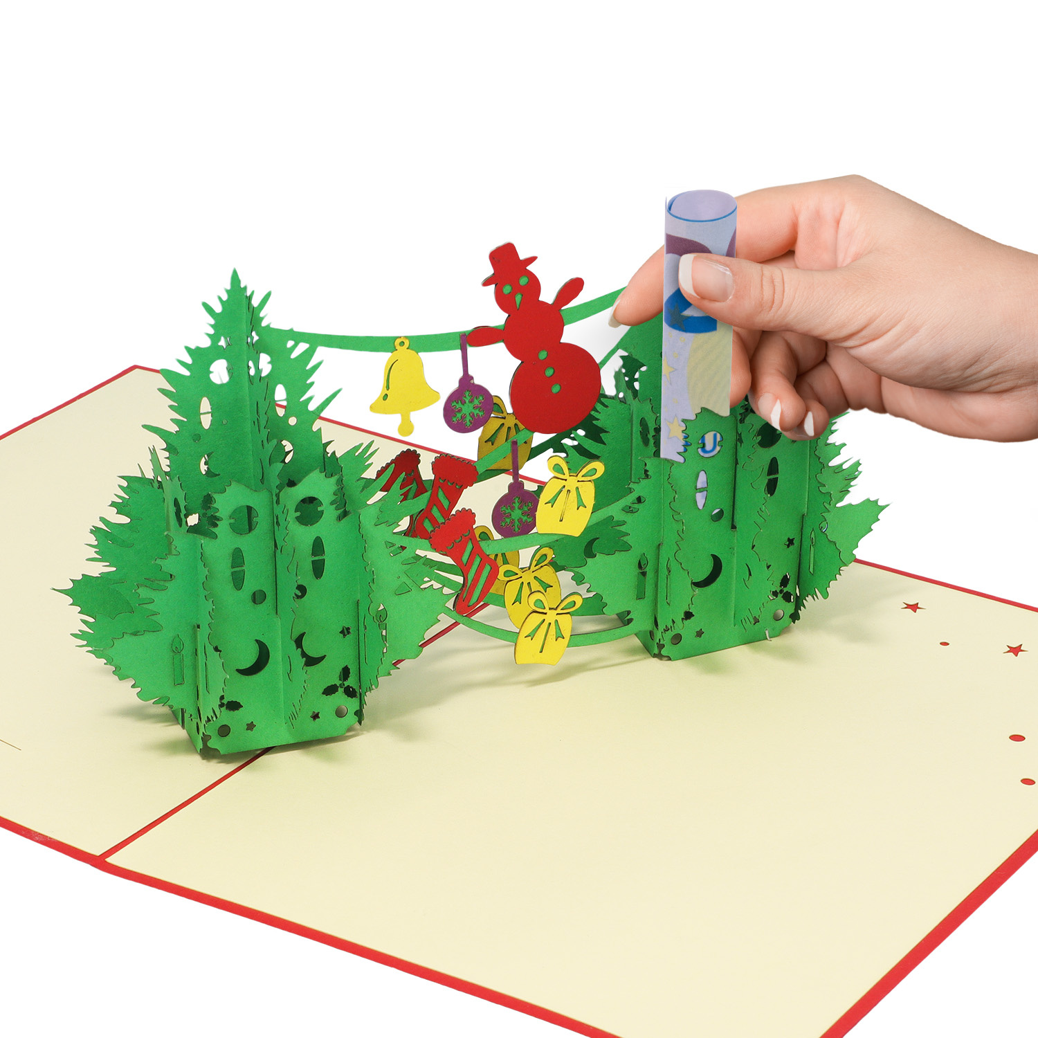 LINPOPUP Pop Up 3D Karte, Weihnachtskarte, Glückwunschkarte, Tannenbaum, Weihnachtsbäume, LIN17557, LINPopUp®, N449