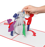 LINPOPUP Pop Up 3D Karte, Weihnachtskarte, Schneemann mit Kindern, LIN17547, LINPopUp®, N447