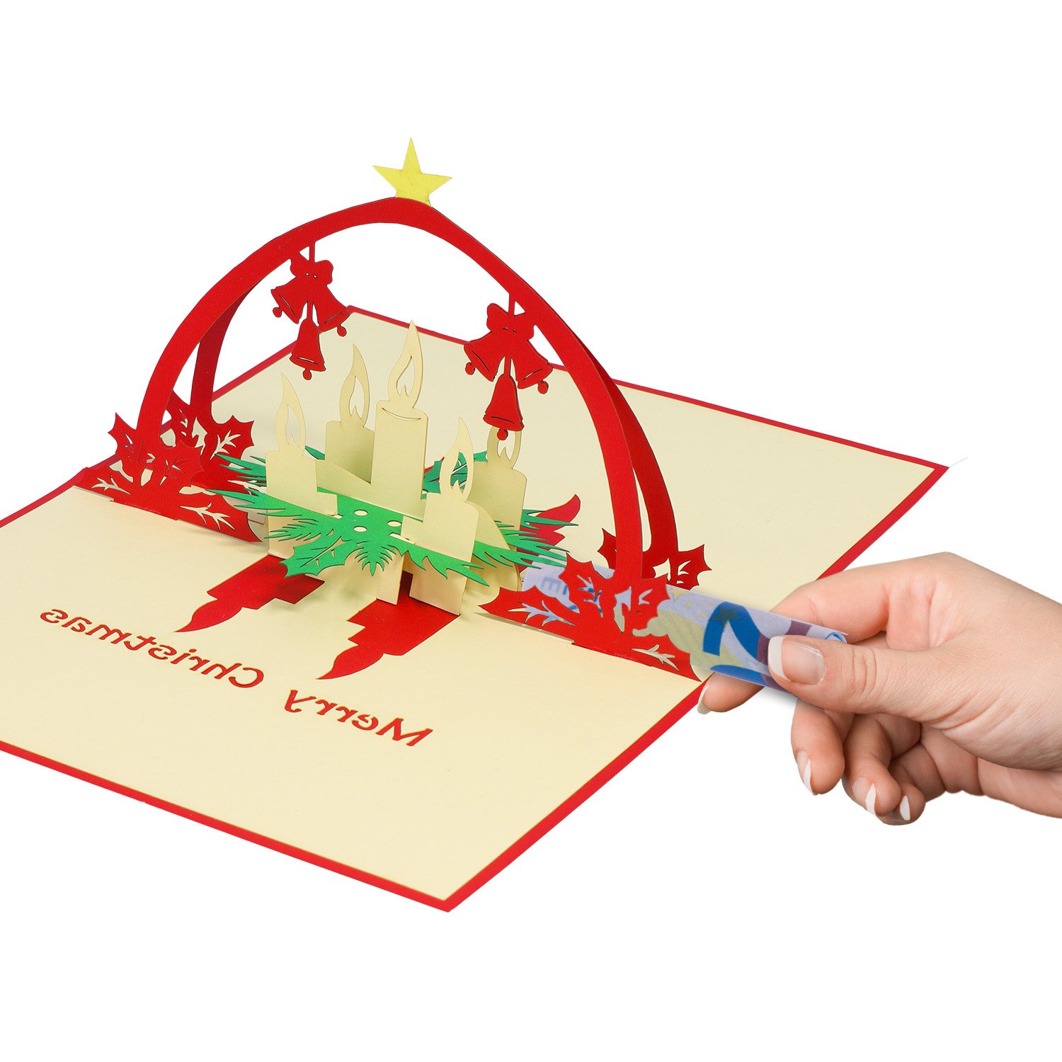 Pop Up 3D Karte, Weihnachtskarte, Glückwunschkarte, Adventskranz, N436