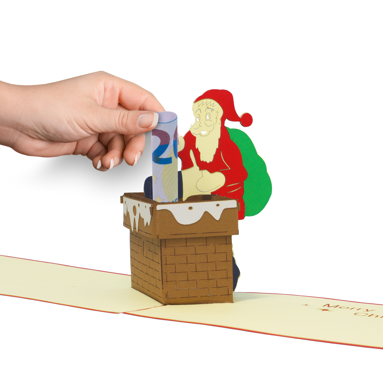 LINPOPUP Pop Up 3D Card, Christmas Card, Greeting Card, Father Christmas in Chimney, LINPopUp®, N435