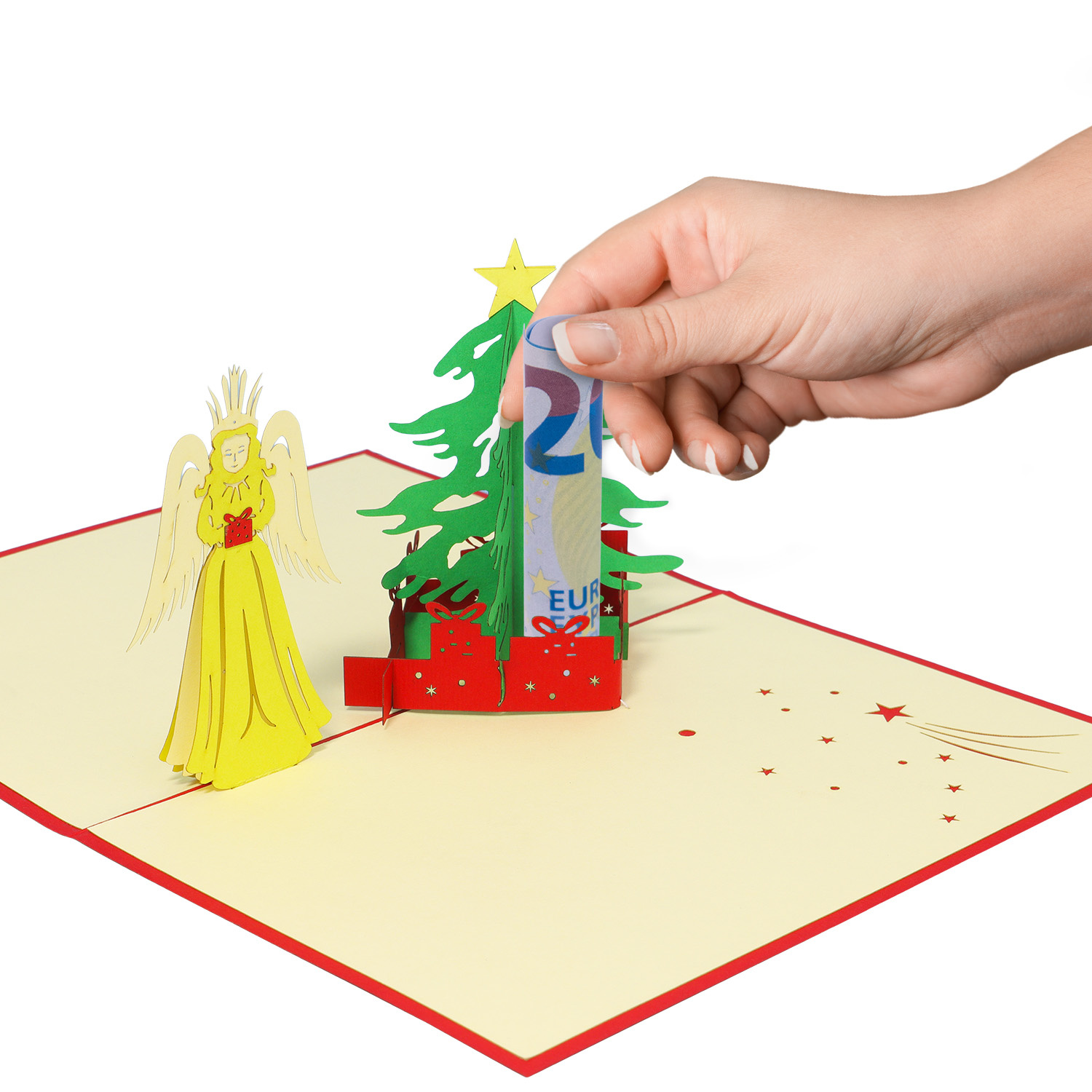 LINPOPUP Pop Up 3D Card, Christmas Card, Greeting Card, Christmas Angel, Christ Child, Fir Tree, LIN17250, LINPopUp®, N440