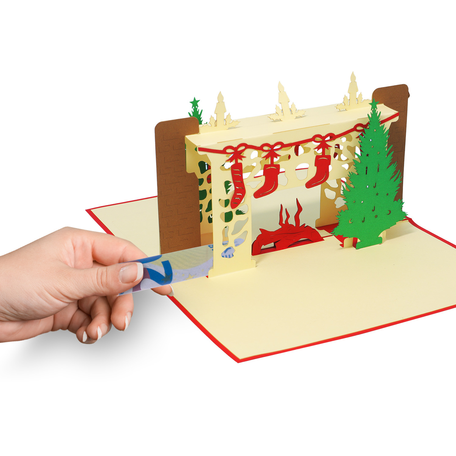 LINPOPUP Pop Up 3D Karte, Weihnachtskarte, Glückwunschkarte, Weihnachtskamin, LIN17249, LINPopUp®, N439