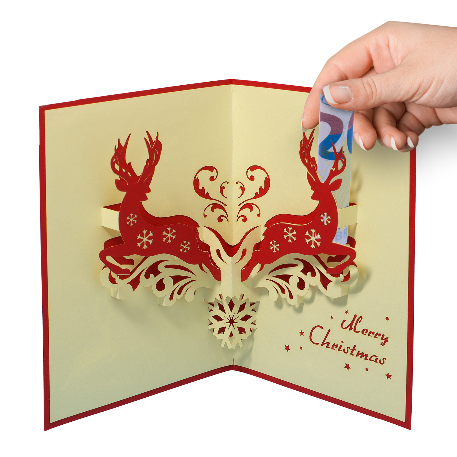 LINPOPUP Pop Up 3D Karte, Weihnachtskarte, Glückwunschkarte, Hirsche, LIN17171, LINPopUp®, N429