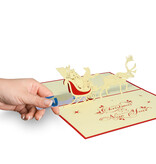 LINPOPUP Pop Up 3D Card, Christmas Card, Greeting Card, Father Christmas in Sleigh, LIN17828, LINPopUp®, N404