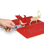 LINPOPUP Pop Up 3D Karte, Weihnachtskarte, Glückwunschkarte, Weihnachtsmann mit Schlitten, LIN17728, LINPopUp®, N403