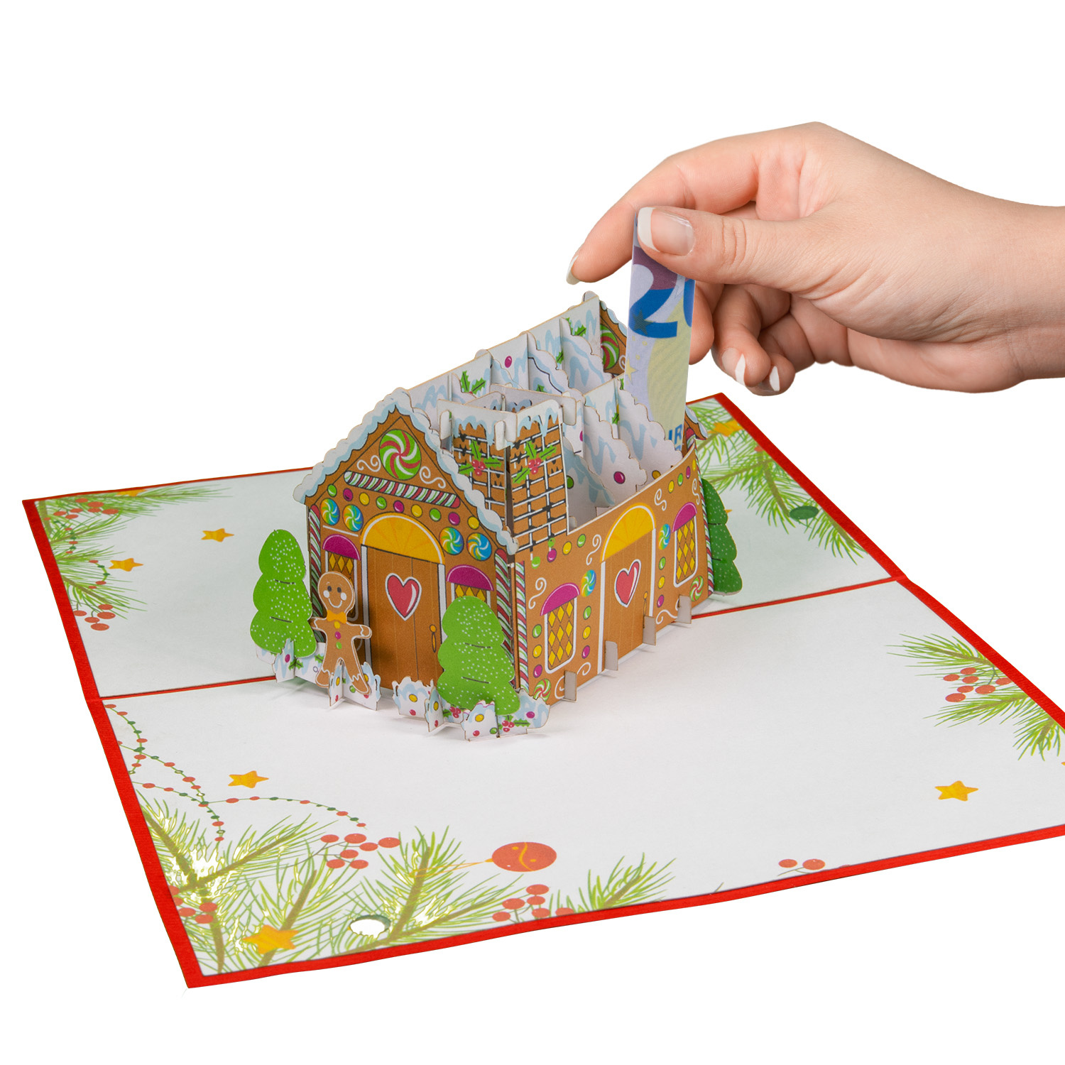 LINPOPUP LINPOPUP, Pop-Up Card Christmas, Christmas House - Gingerbread - Card, 3d Christmas Card, Christmas Gift Card, Gingerbread House, N460