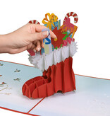 LINPOPUP LINPopUp, Pop-Up Karte Weihnachten,  Nikolausstiefel - Nikolausstrumpf - Karte, 3d Weihnachtskarte, Geschenkkarte, Nikolaus Geschenke, N431