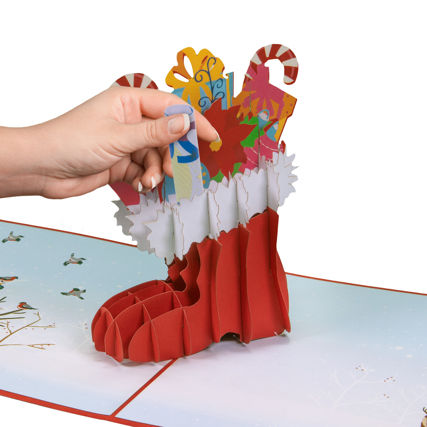 LINPOPUP LINPopUp, pop up card christmas, santa stocking - santa stocking - card, 3d christmas card, gift card, santa gifts, N431