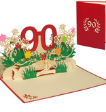 LINPOPUP Pop Up card birthday, birthday voucher, birthday presents for woman, birthday invitation, LINPOPUP®, LIN17810, folding card 3D, anniversary, 90, flower pop up, N328
