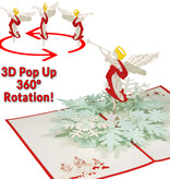 LINPOPUP Pop-Up Karte Weihnachten, Weihnachtskarte, LINPopUp®, LIN17827, Weihnachtsgeschenk, Rotierender Engel mit Flöte, N462