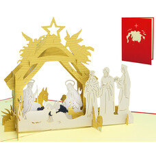 LINPOPUP Pop-Up Card, 3D Card, Christmas Card, Christmas crib, crib, N458