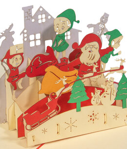 LINPOPUP Pop Up Karte, 3D Karte, Weihnachtskarte,  Weihnachtsmann mit Geschenke, Nordpol, N441
