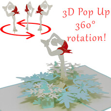 LINPOPUP LIN Pop Up Card, 3d Card, Figure Skating, Ballet, N42