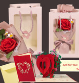 LINPOPUP Valentinstag Geschenk, LINPOPUP Liebes Geschenk Valentinstag oder für Jahrestag und Hochzeitstag – Handgemachte Ewige Rose mit 3D - Pop - Up Karte Herz aus hochwertigem Papier in einer exklusiven Tüte