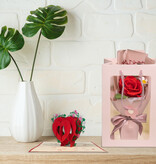 LINPOPUP Valentinstag Geschenk, LINPOPUP Liebes Geschenk Valentinstag oder für Jahrestag und Hochzeitstag – Handgemachte Ewige Rose mit 3D - Pop - Up Karte Herz aus hochwertigem Papier in einer exklusiven Tüte
