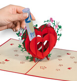 LINPOPUP Valentinstag Geschenk, LINPOPUP Liebes Geschenk Valentinstag oder für Jahrestag und Hochzeitstag – Handgemachte Ewige Rose mit 3D - Pop - Up Karte Herz aus hochwertigem Papier in einer exklusiven Tüte