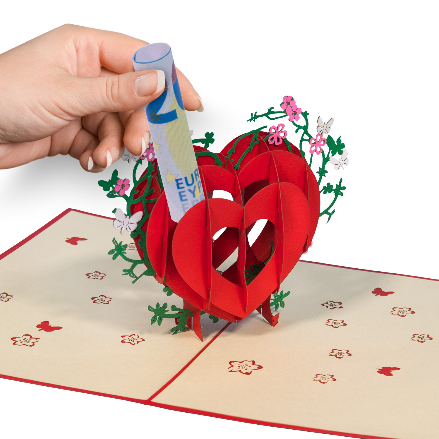 LINPOPUP Valentinstag Geschenk, LINPOPUP Liebes Geschenk Valentinstag oder für Jahrestag und Hochzeitstag – Handgemachte Ewige Rose mit 3D - Pop - Up Karte Herz aus hochwertigem Papier in einer exklusiven Tüte