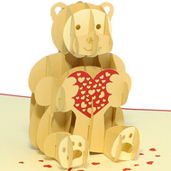 LINPOPUP Pop Up Card, 3D Card, Valentine's Day Card, Heart, Bear, N318