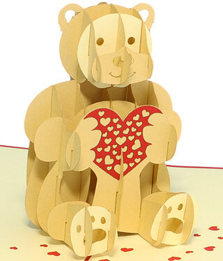 LINPOPUP Pop Up Card, 3D Card, Valentine's Day Card, Heart, Bear, N318