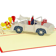 LINPOPUP Pop Up Card, 3D Card, Wedding Card, Wedding Car, N256