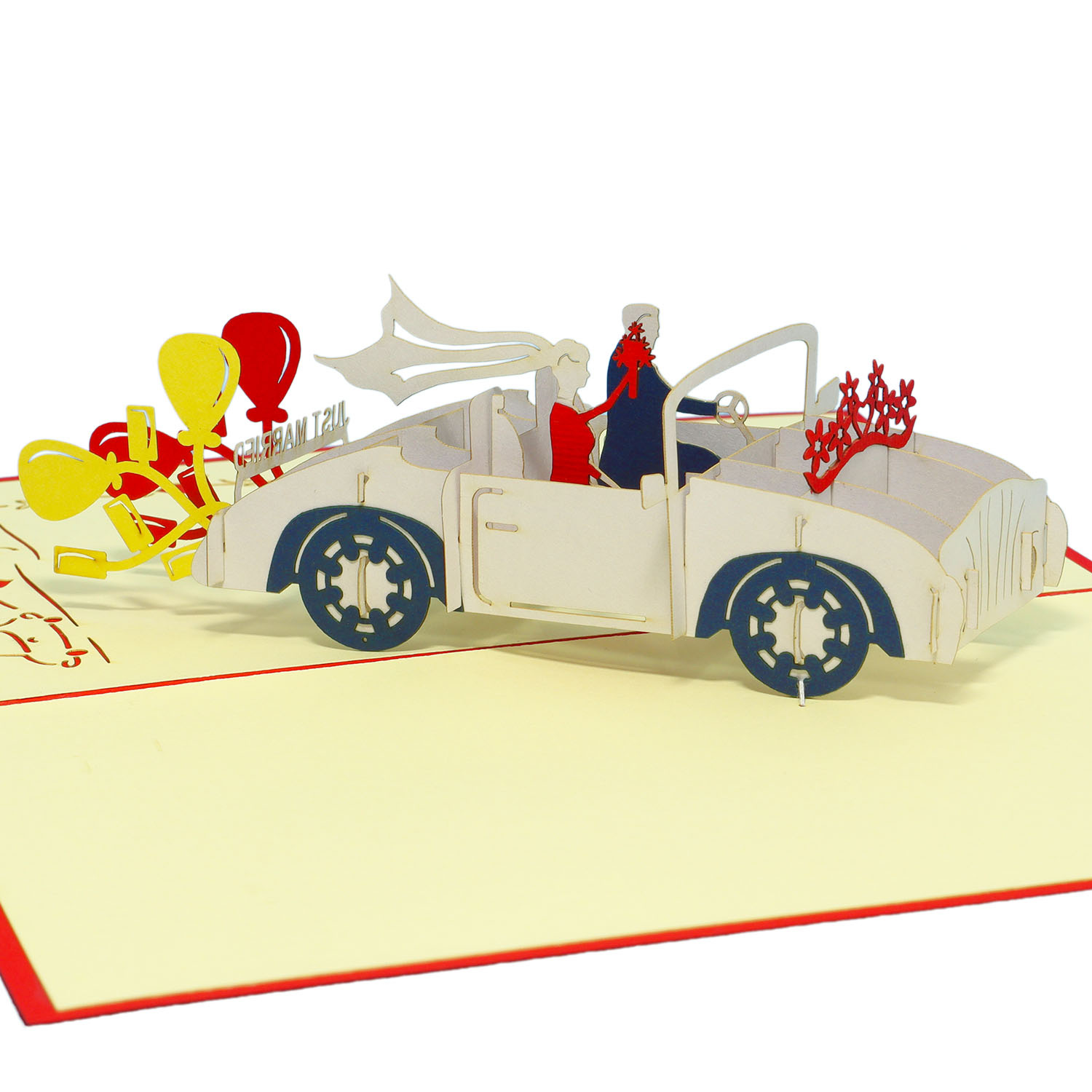 LINPOPUP Pop Up 3D Card, Wedding Card, Wedding Invitation, Honeymoon, Wedding Car, LIN17383, LINPopUp®, N256