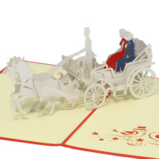 LINPOPUP Pop Up Card, 3D Card, Wedding Card, Bridal Couple Carriage, N84