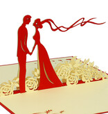 LINPOPUP Pop Up 3D Karte, Hochzeitseinladung, Hochzeitskarte, Brautpaar Blumen, LINPopUp®, N74