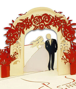 LINPOPUP Pop Up Karte, 3D Karte,Hochzeitskarte, Brautpaar Altar, N290