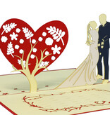 LINPOPUP Pop Up 3D Card, Wedding Card, Wedding Invitation, Bridal Couple Heart Tree, LIN17556, LINPopUp®, N312