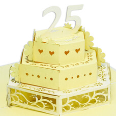 LINPOPUP Pop Up Card, 3D Card, Wedding Card, Silver Wedding 25th Anniversary, N211