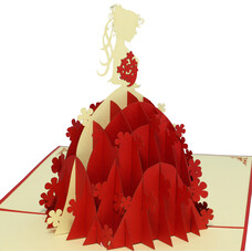 LINPOPUP Pop Up Card, 3D Card, Wedding Card, Wedding Dress, N225