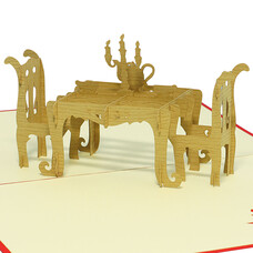 LINPOPUP Pop Up Card, 3D Card, Dinner, red, N126