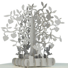 LINPOPUP Pop Up Card, 3D Card, Wedding Card Silver Wedding, Tree, N86