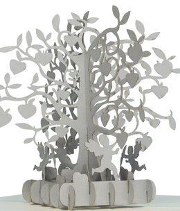 LINPOPUP Pop Up Card, 3D Card, Wedding Card Silver Wedding, Tree, N86