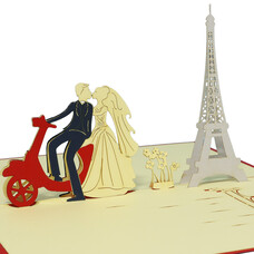 LINPOPUP Pop Up Card, 3D Card, Wedding Card, Bride and Groom, Paris, N80