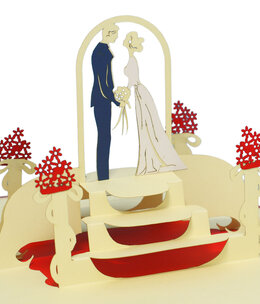 LINPOPUP Pop Up Card, 3D Card, Wedding Card, Bride and Groom, N79