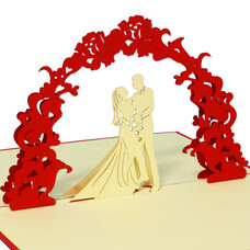 Pop Up Karte, 3D Karte, Hochzeitskarte, Brautpaar, Torbogen, N76
