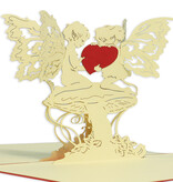 Pop Up 3D Card, Valentine's Day Card, Wedding Invitation, Wedding Card, Elves with Heart, LINPopUp®, N59