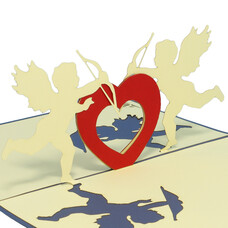 Pop Up Karte, 3D Karte, Valentinskarte, Hochzeitskarte, Amor, blau, N66